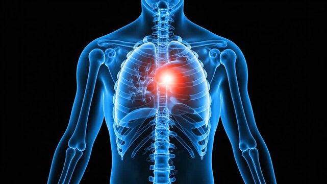 digital visualization of human thoracic cavity with emphasis on heart activity in energetic medical imaging style