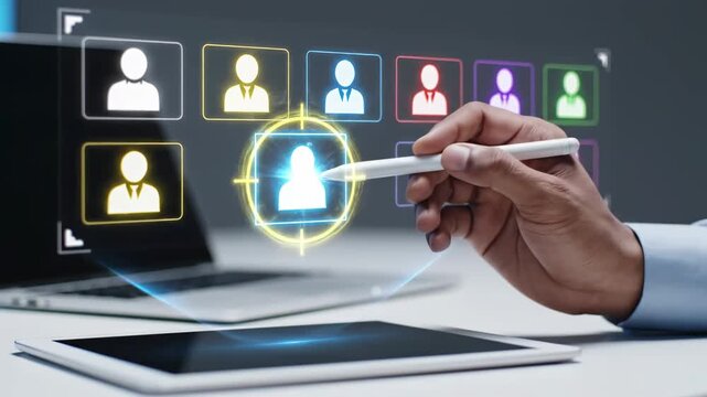 Advanced Digital Recruitment Process with Hand Selecting Candidate Profiles for HR Technology and Talent Management.