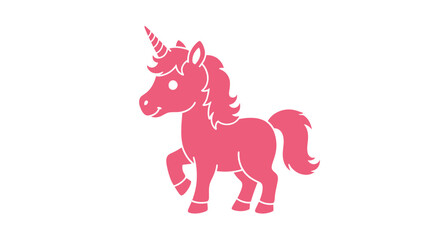 Pink Unicorn Illustration with Flowing Mane. © Abori