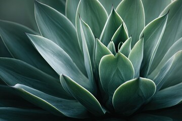 Fototapeta premium Macro shot of a succulent plant, showing detailed overlapping leaves in shades of green