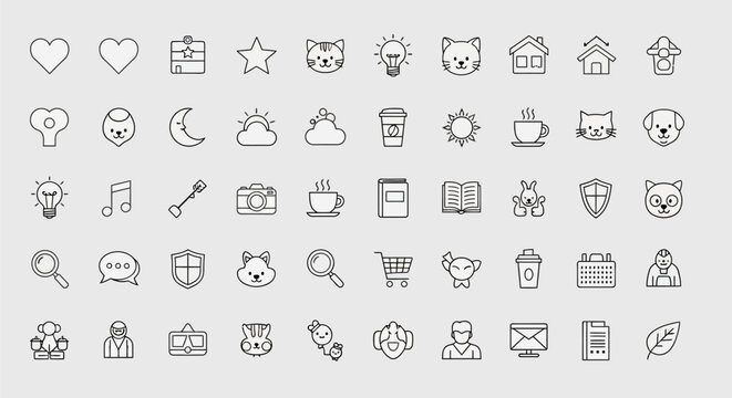 A collection of various icons and symbols are displayed on a screen.
