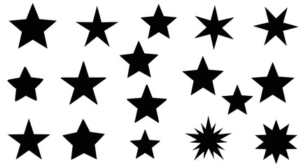 Fototapeta premium Set of Various Black Star Shapes and Silhouettes