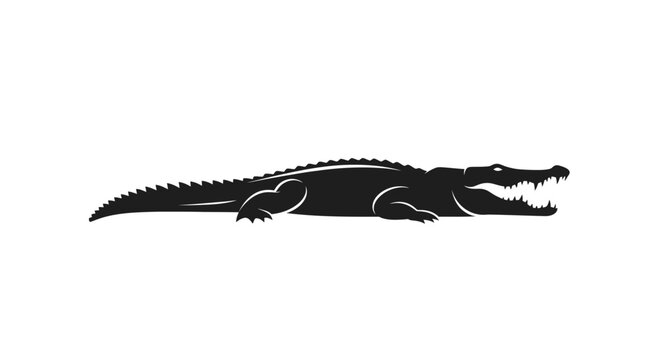 Minimalist Black Crocodile Silhouette Icon
