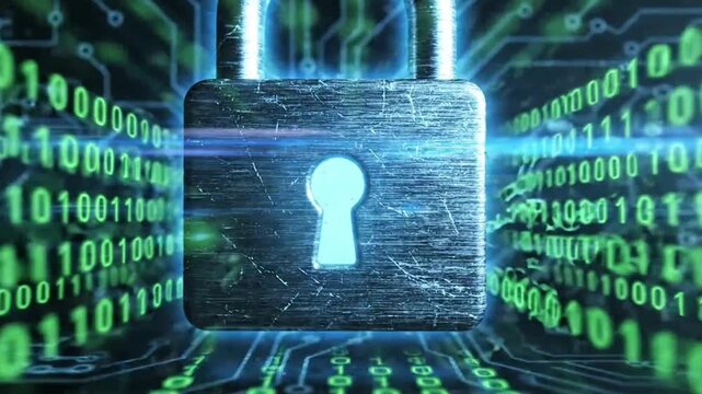 Binary Code Cybersecurity Lock Background