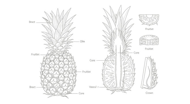 Anatomical Diagram of a Pineapple Fruit