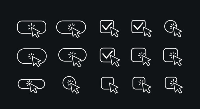Mouse Click Icons Set for Digital Interface Interaction