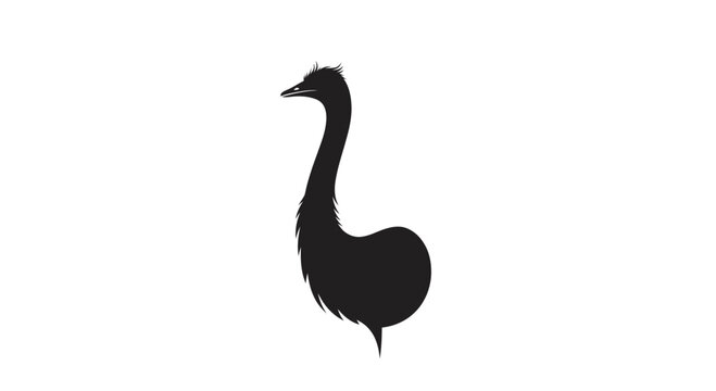 Minimalist Emu Bird Silhouette Graphic Icon