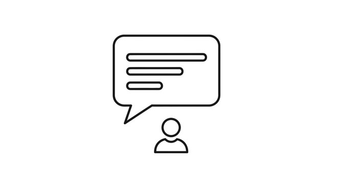 Minimalist User Feedback Icon with Speech Bubble and Person Symbol