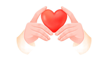 Obraz premium Hands holding a red heart for health and charity concept