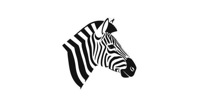 Black and White Zebra Head Portrait.