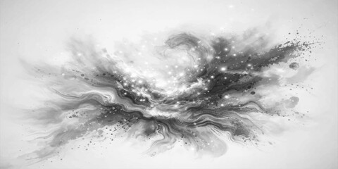 An abstract grunge background vector illustration featuring a cold winter landscape of white snow and blue ice waves under a black sky with textured nature elements © Sayed