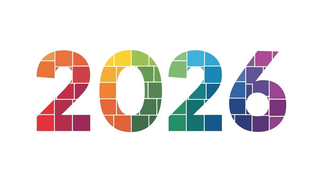 Colorful Mosaic Numbers Representing Year 2026.