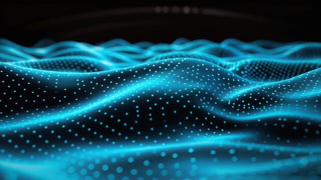 Abstract Digital Wave: A mesmerizing close-up view of a digital wave form in luminous blue, evoking a sense of technological advancement and dynamic flow.