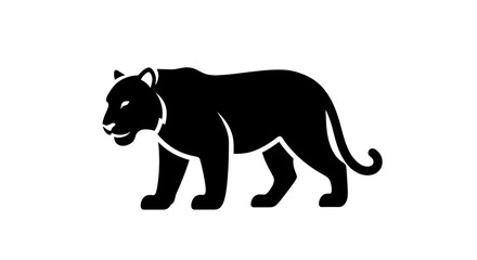Black Panther Silhouette Walking Sideways. © Aga