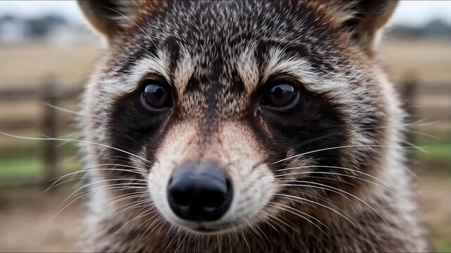 Raccoon Close Up Face Waiting for Food Wildlife Animal Portrait