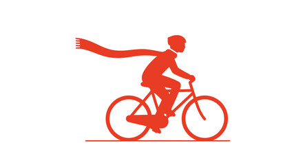 Obraz premium Silhouette of Cyclist Riding a Bicycle.