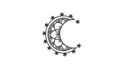Fototapeta premium Crescent Moon with Stars and Floral Design.