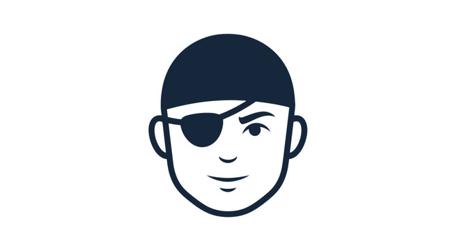 Man with Eye Patch Simple Illustration.