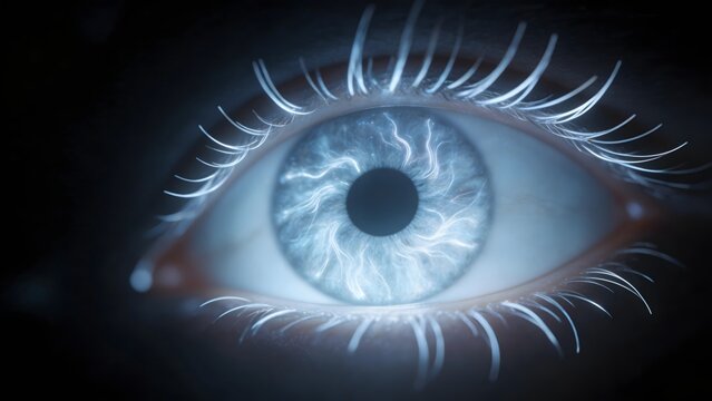Closeup of a glowing human eye