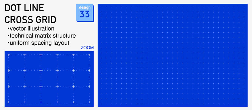 Blueprint grid system Dot line cross geometry, zoom detail view. Clean line structure demonstration, engineering diagrams dashboards planning layouts interface systems digital graphics.
