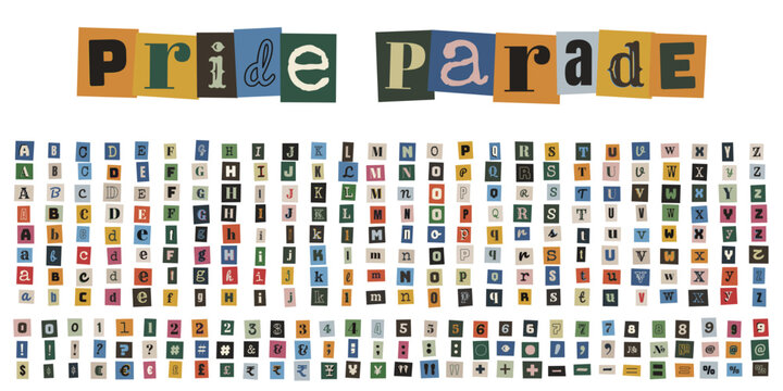 Colorful Ransom Note Alphabet Letters for Pride Parade Event Posters and LGBTQ Community Activism