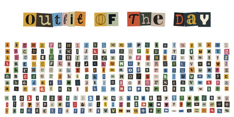 Ransom note style cutout alphabet letters for outfit of the day fashion social media content © velikiyzayats