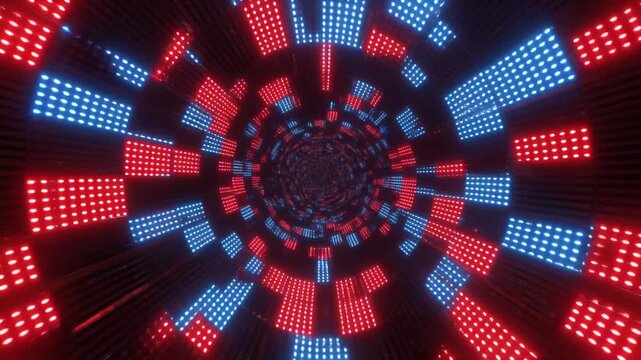 Red blue LED lights forming circle.