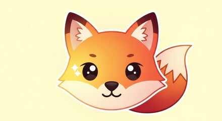 Fototapeta premium Cute cartoon fox face illustration.