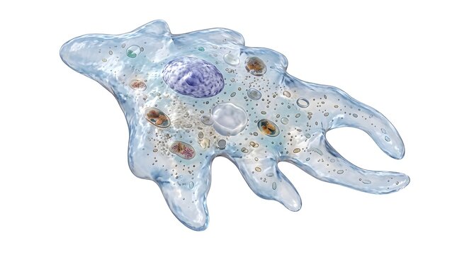 Scientifically Accurate 3D Render of an Amoeba Microorganism Isolated on White Background