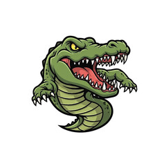 Obraz premium Angry Cartoon Alligator Head with Open Mouth and Sharp Teeth.