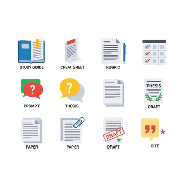 Collection of Academic Study and Writing Icons.