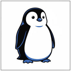 Fototapeta premium Cute cartoon penguin standing isolated on white background.