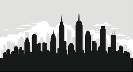 Obraz premium Black city skyline silhouette panorama