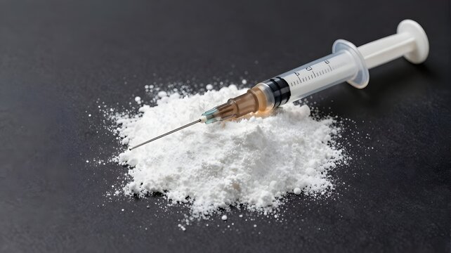 Narcotics powder with syringe 