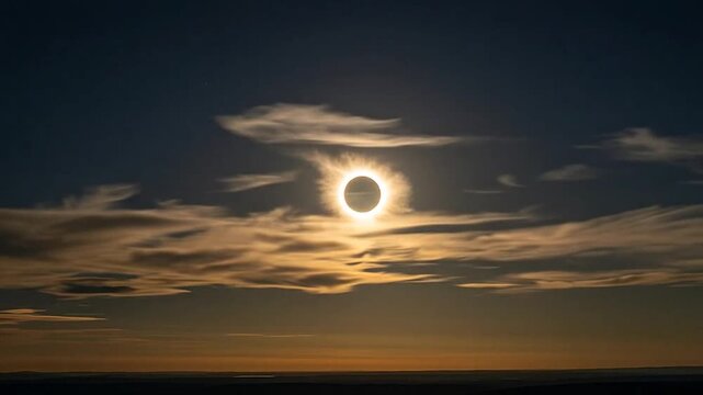 A beautiful celestial event showcases the sun corona during a partial solar eclipse in the sky