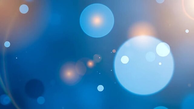 Abstract background with glowing circles and light effects in shades of blue and orange
