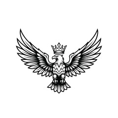 Naklejka premium Majestic Eagle Wearing a Royal Crown with Wings Spread Wide.