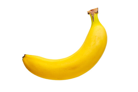 バナナ1本の真俯瞰切り抜き素材（透過背景PNG）（Top view banana isolated PNG）