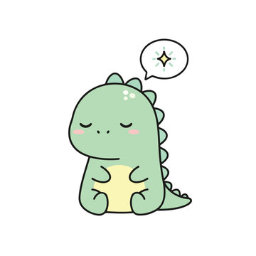 Cute Baby Dinosaur with Sparkle Thought Bubble