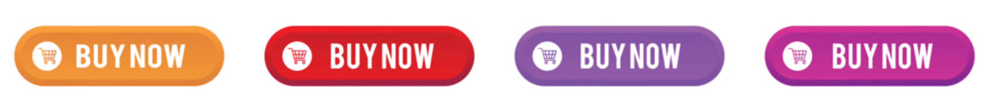 colorful gradient round pill shape buy now web ui call to action button collection flat vector illustration