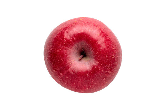 リンゴ1個の真俯瞰切り抜き素材（透過背景PNG）（Top view apple isolated PNG）