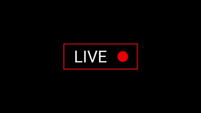 Live streaming and recording indicator button animations isolated on black background. 