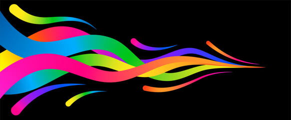 Obraz premium Abstract Flowing Wavy Lines Background. Vector Dynamic Color Shapes. Curve Fluid Lines in Motion. 3D Rainbow Ribbons Pattern.