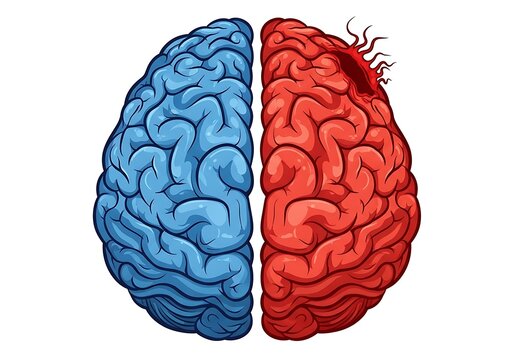 Colorful Brain Split Blue Left Red Right