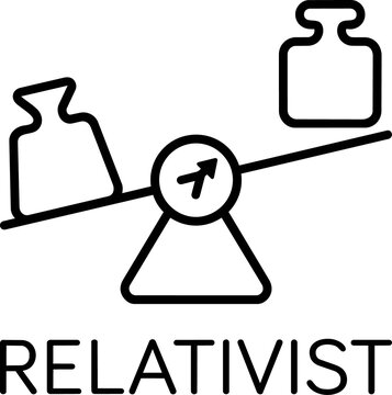 Conceptual vector of a balance scale showing an imbalance with weights indicating relative perspective line art style