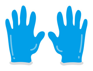 Fototapeta premium 作業用ゴム手袋のイラスト：掃除・ガーデニング・潮干狩りのアイコン / Blue Rubber Gloves Illustration