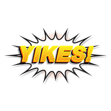 Yikes! Reaction or Emotion Words Comic Style Yellow Halftone Dots Comic Explosion Retro Comic Style Isolated on a Transparent or White Background