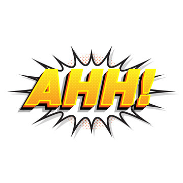 Ahh! Reaction or Emotion Words Comic Style Yellow Halftone Dots Comic Explosion Retro Comic Style Isolated on a Transparent or White Background