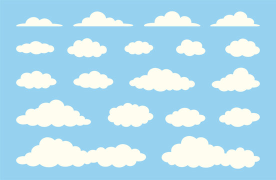 A collection of cute cloud shapes. Flat design style illustration.