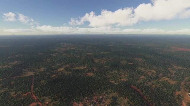 Sunrise aerial view of Koro town. Ivory Coast